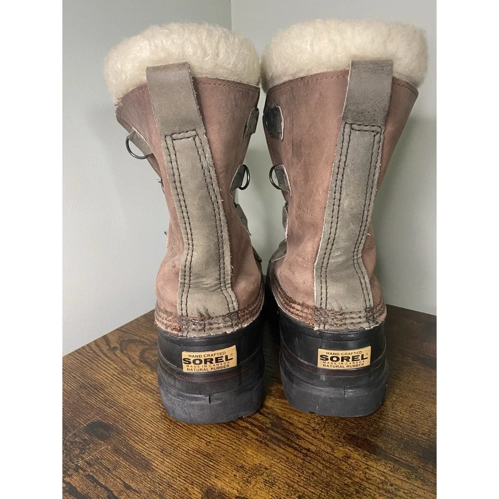 Sorel Bighorn Snow Boots Brown Leather Rubber Duck Boots Mens 7  W8.5